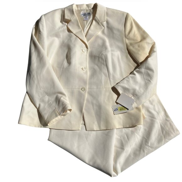 VTG NWT $288 Pendleton Silk Blend Skirt Suit Set Cream Plus 16W/18W FLAWED READ - Picture 1 of 10